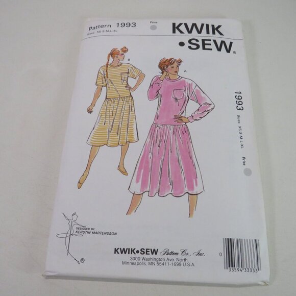 Kwik Sew 1993 sewing pattern UNCUT t-shirt dress - Picture 2 of 7